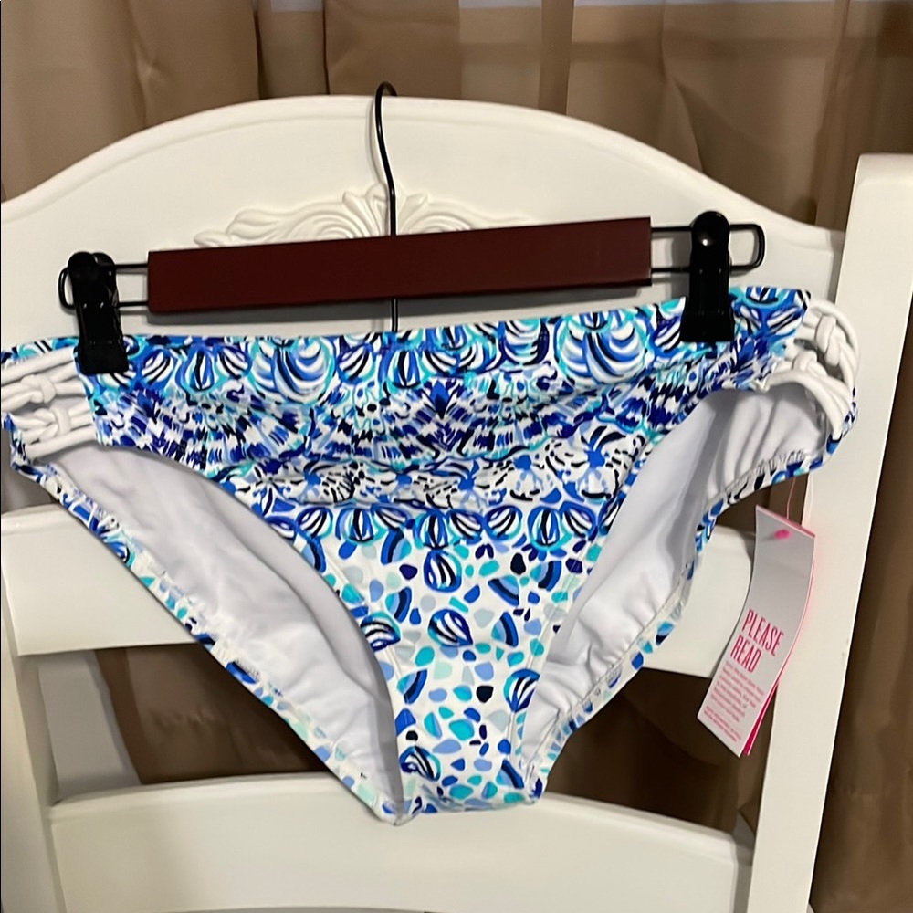 Lilly Pulitzer Lita Lattice Blue and White Bikini Bottom